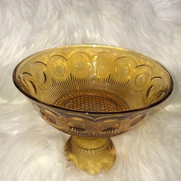 Accents Vintage Amber Glass Centerpiece Pedestal Bowl Poshmark